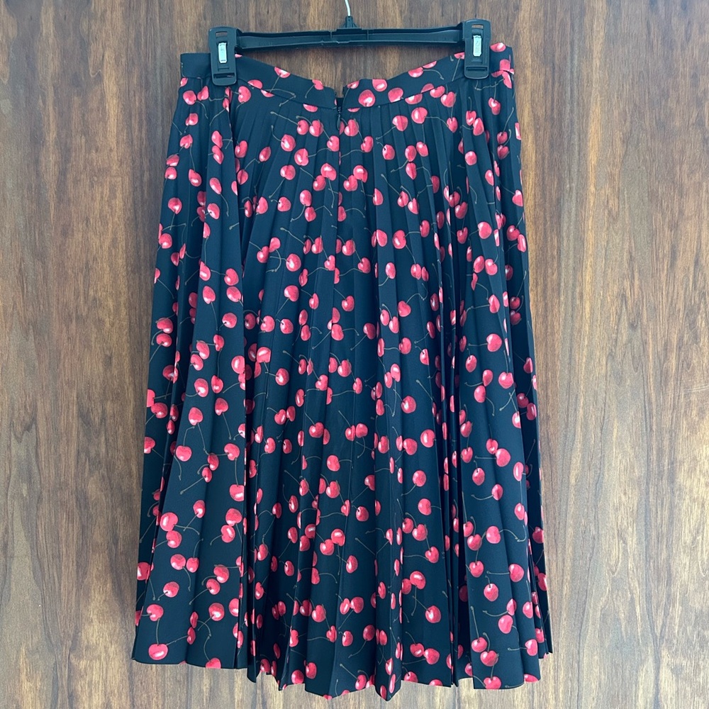 J.Crew: Pleated midi skirt, cherry pattern